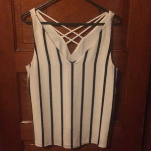 Express cream/black striped tank